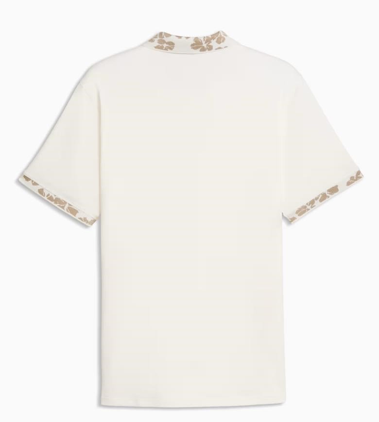 Puma Modalon Floral Rib men's polo, warm white/ice coffee