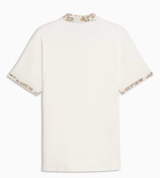 Puma Modalon Floral Rib men's polo, warm white/ice coffee