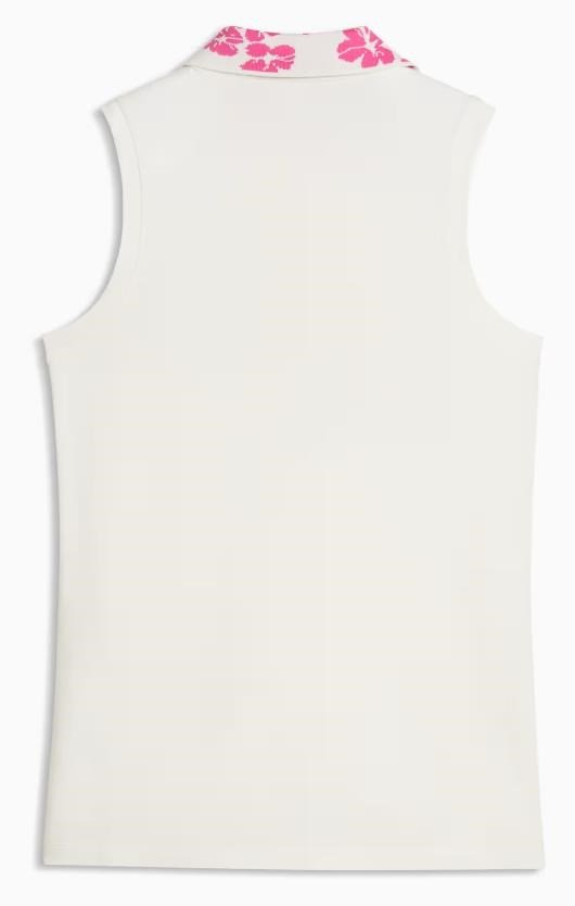 Puma Modalon Floral Rib Sleeveless women's polo, warm white/pink opal