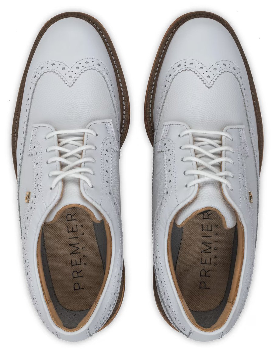 FootJoy Premiere Series Marquis men's golf shoes, white/brown