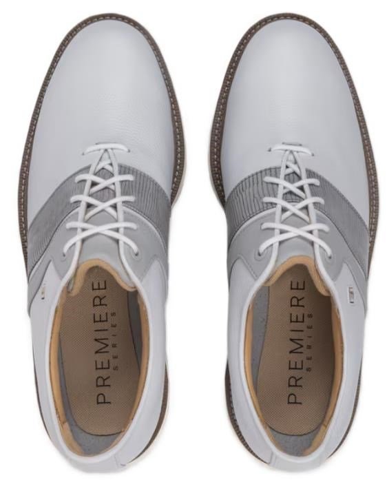 FootJoy Premiere Series Packard mens golf shoes, white/grey