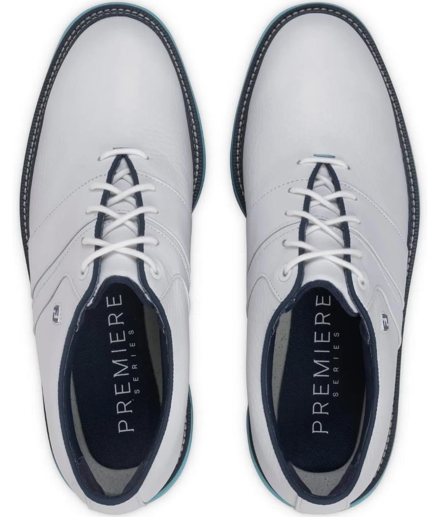 FootJoy Premiere Series Packard mens golf shoes, white/navy/blue