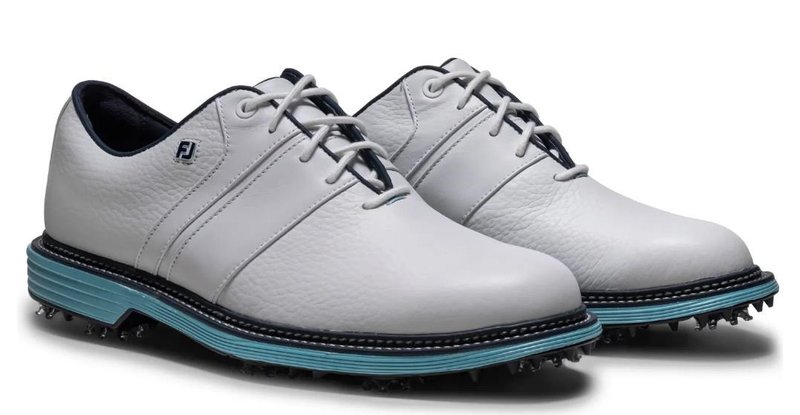 FootJoy Premiere Series Packard mens golf shoes, white/navy/blue
