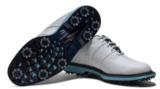 FootJoy Premiere Series Packard mens golf shoes, white/navy/blue