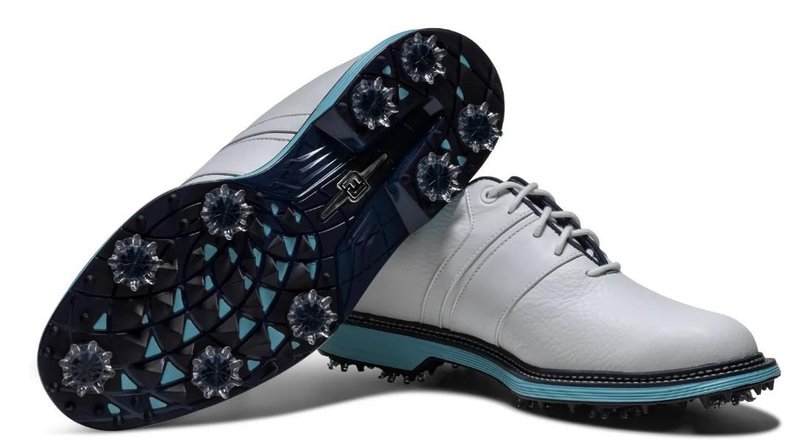 FootJoy Premiere Series Packard mens golf shoes, white/navy/blue