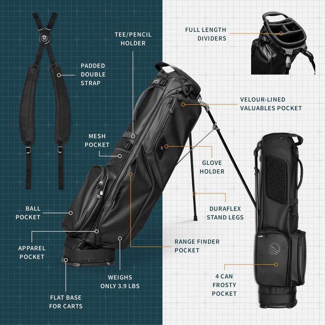Sunday Golf El Camino S-Class pencil bag, black
