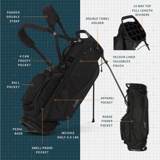 Sunday Golf Ryder 14 way stand bag, black