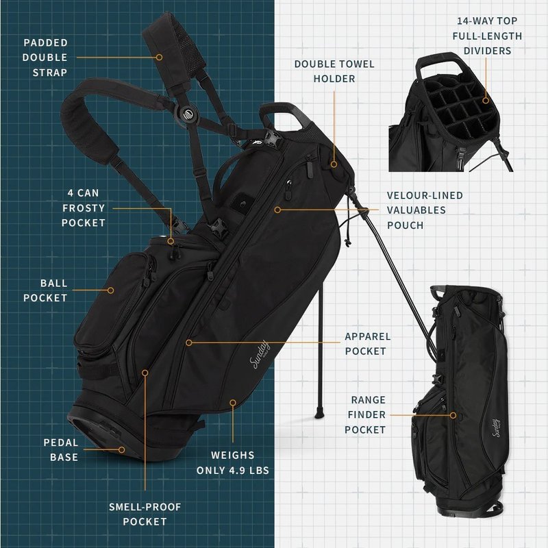 Sunday Golf Ryder 14 way stand bag, black