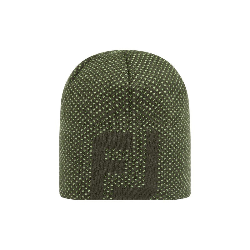 FootJoy FJ Dot Jacquard Beanie winter hat, olive/acid green