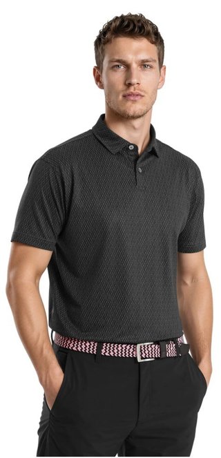 FootJoy Modernist Geo Pique men's polo, charcoal/black