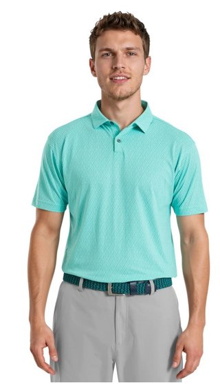 FootJoy Modernist Geo Pique men's polo, blue reef/sea glass