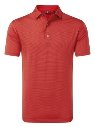 FootJoy Micro Feeder Stripe Lisle men's polo, red tonal