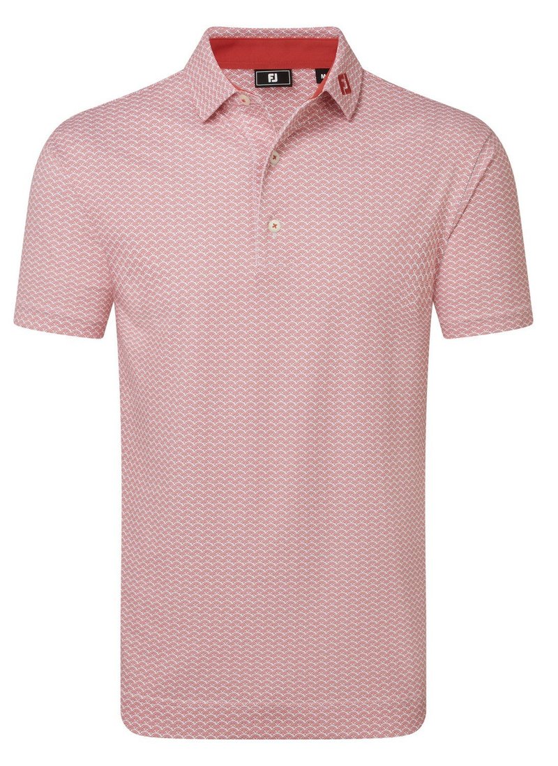 FootJoy Scallop Geo Pique men's polo, nantucket red