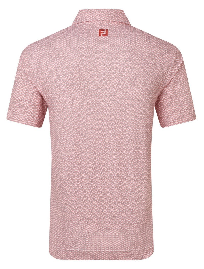 FootJoy Scallop Geo Pique men's polo, nantucket red