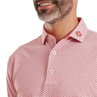 FootJoy Scallop Geo Pique men's polo, nantucket red
