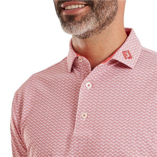 FootJoy Scallop Geo Pique men's polo, nantucket red