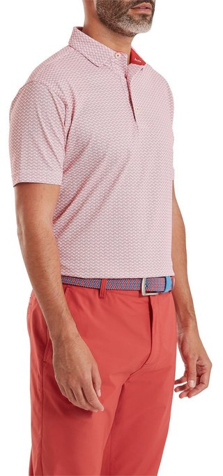 FootJoy Scallop Geo Pique men's polo, nantucket red