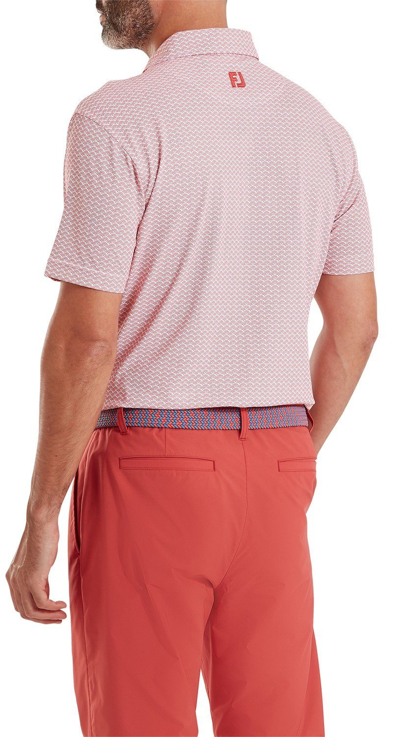 FootJoy Scallop Geo Pique men's polo, nantucket red