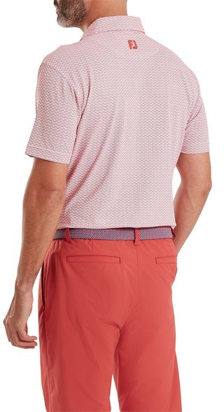 FootJoy Scallop Geo Pique men's polo, nantucket red