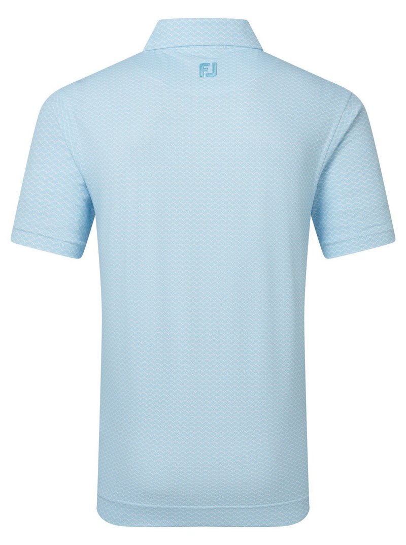 FootJoy Scallop Geo Pique men's polo, blue reef