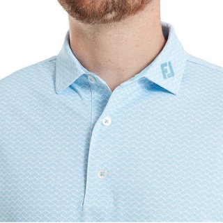 FootJoy Scallop Geo Pique men's polo, blue reef