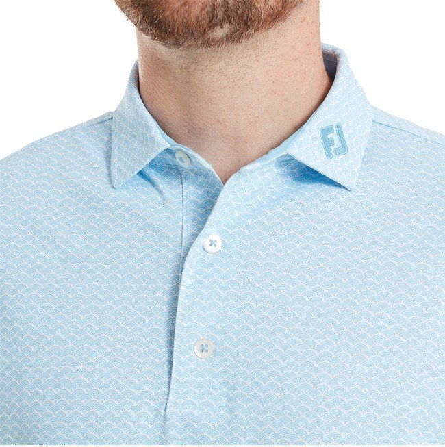 FootJoy Scallop Geo Pique men's polo, blue reef