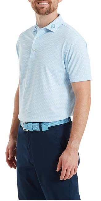 FootJoy Scallop Geo Pique men's polo, blue reef