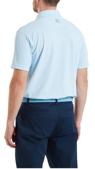 FootJoy Scallop Geo Pique men's polo, blue reef