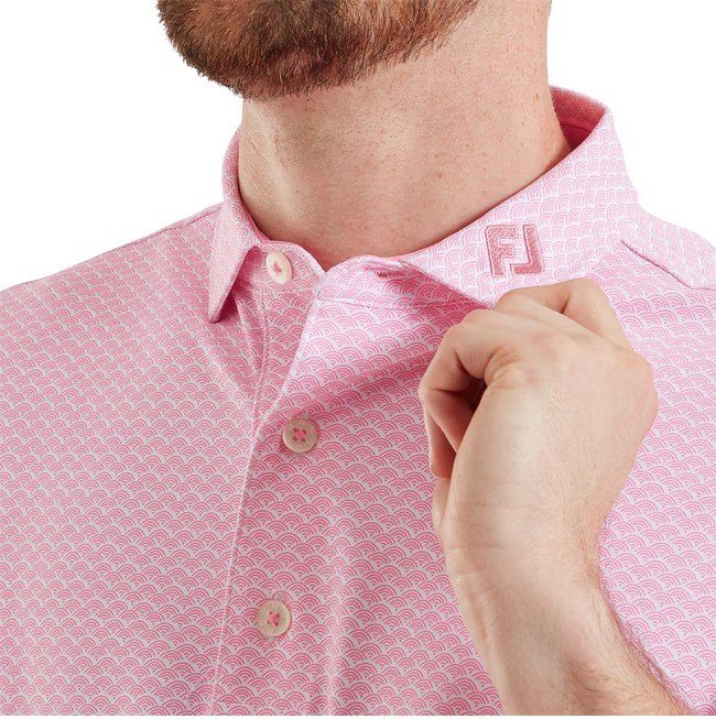 FootJoy Scallop Geo Pique men's polo, pink pop