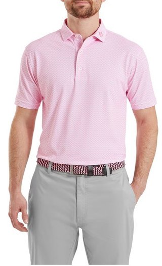 FootJoy Scallop Geo Pique men's polo, pink pop