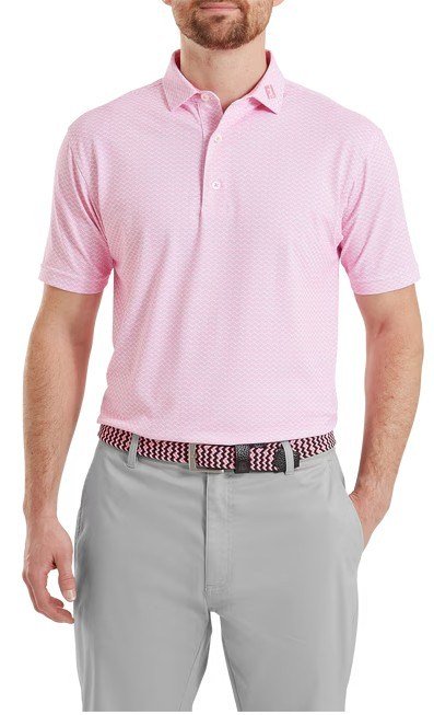 FootJoy Scallop Geo Pique men's polo, pink pop