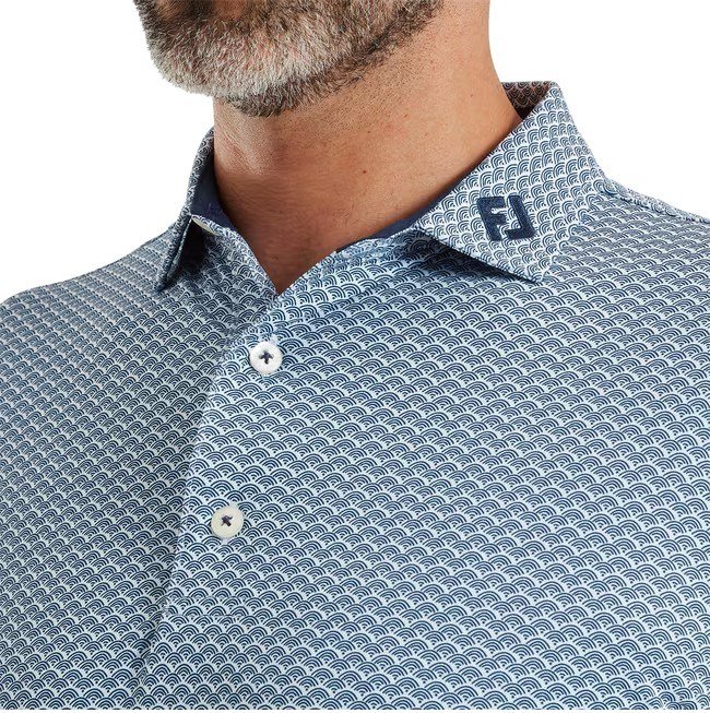 FootJoy Scallop Geo Pique men's polo, navy