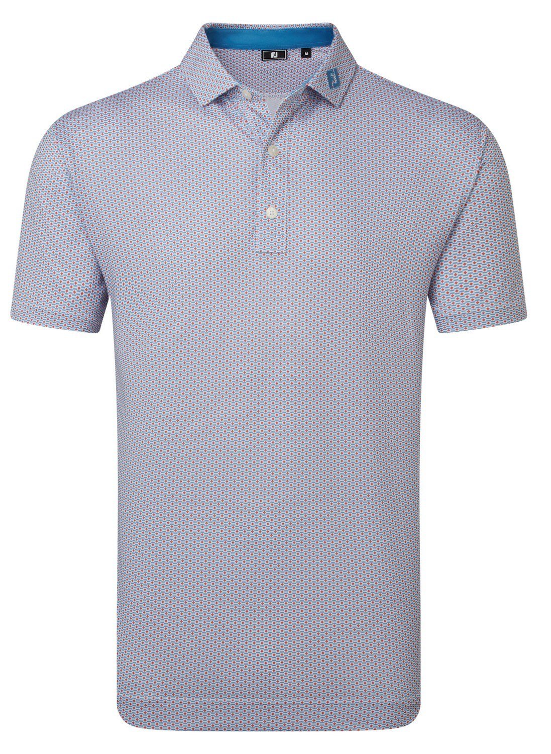 FootJoy Nautical Flag Print Lisle men's polo, nantucket red/coastal blue