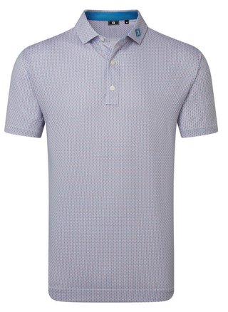 FootJoy Nautical Flag Print Lisle men's polo, nantucket red/coastal blue