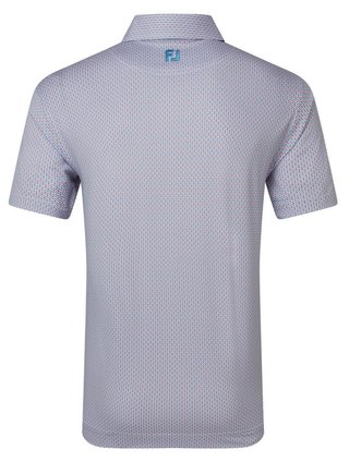 FootJoy Nautical Flag Print Lisle men's polo, nantucket red/coastal blue
