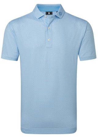 FootJoy Nautical Flag Print Lisle men's polo, blue reef/deep reef