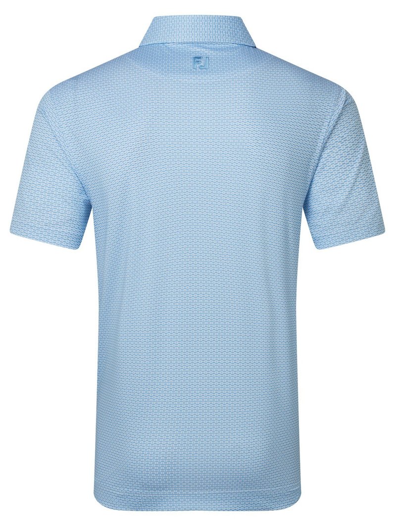 FootJoy Nautical Flag Print Lisle men's polo, blue reef/deep reef