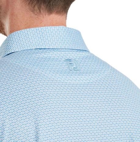 FootJoy Nautical Flag Print Lisle men's polo, blue reef/deep reef