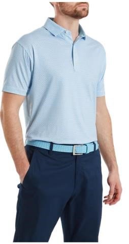 FootJoy Nautical Flag Print Lisle men's polo, blue reef/deep reef
