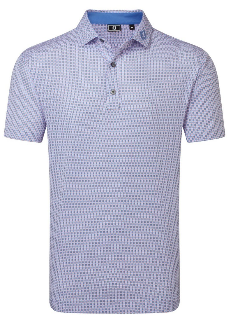 FootJoy Nautical Flag Print Lisle men's polo, pink pop/vivid violet