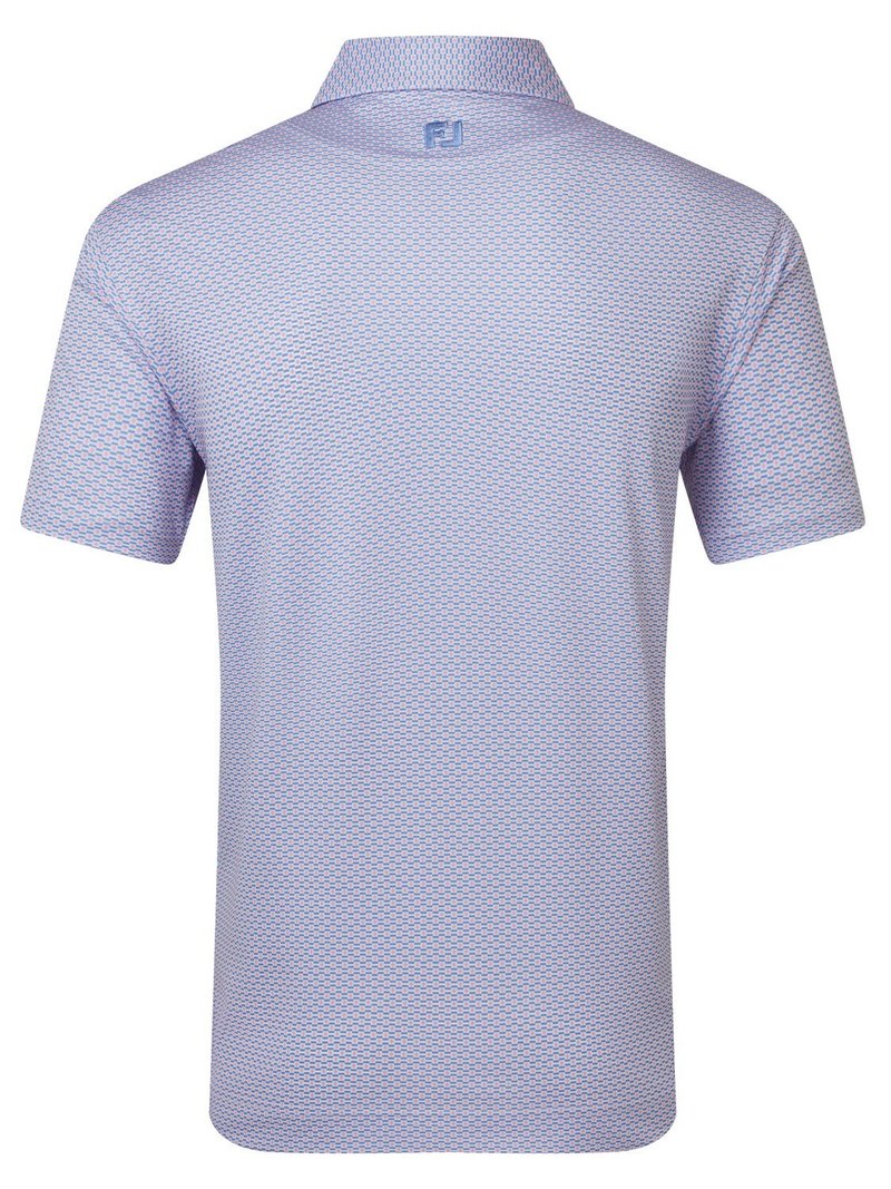FootJoy Nautical Flag Print Lisle men's polo, pink pop/vivid violet