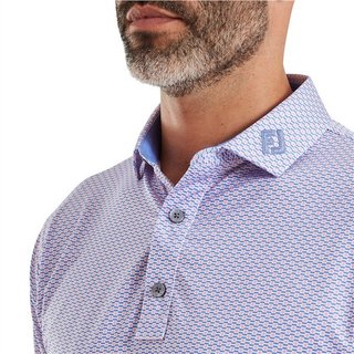 FootJoy Nautical Flag Print Lisle men's polo, pink pop/vivid violet