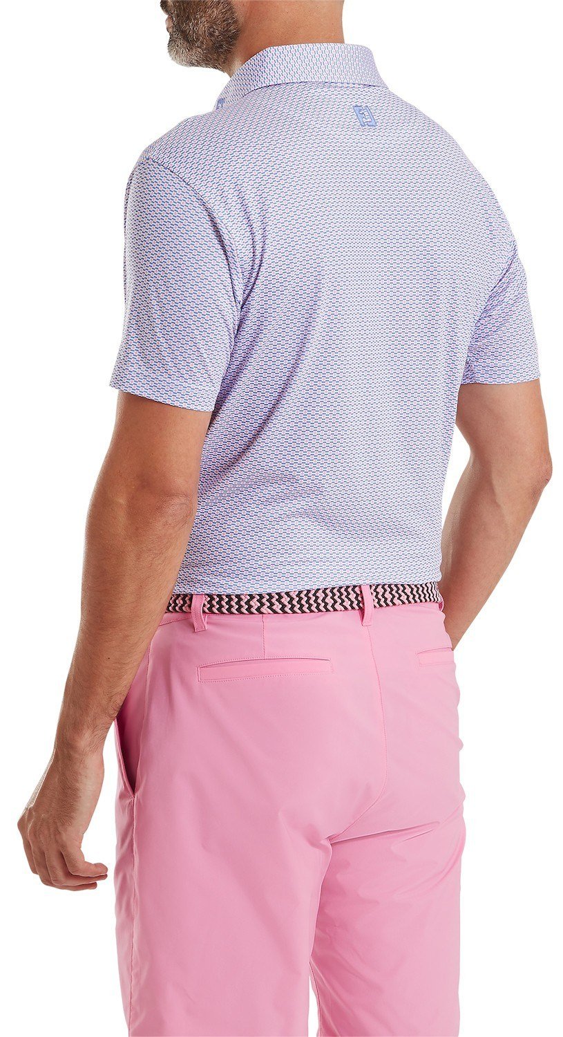 FootJoy Nautical Flag Print Lisle men's polo, pink pop/vivid violet