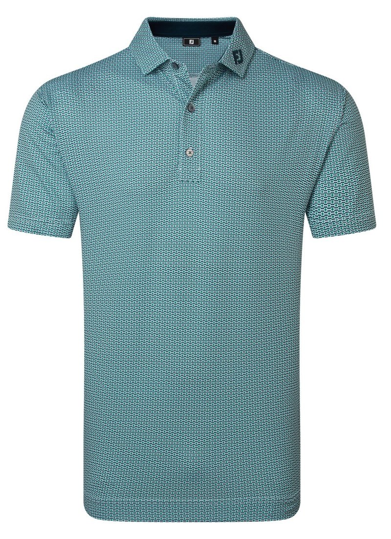 FootJoy Nautical Flag Print Lisle men's polo, field green/navy