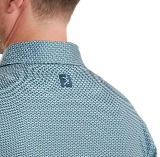FootJoy Nautical Flag Print Lisle men's polo, field green/navy