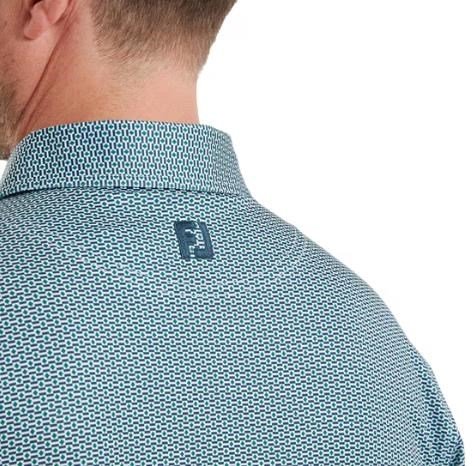 FootJoy Nautical Flag Print Lisle men's polo, field green/navy