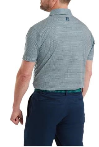 FootJoy Nautical Flag Print Lisle men's polo, field green/navy