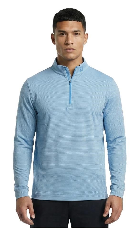 FootJoy Ottoman Stripe Chill-Out men's sweatshirt, chambray/coastal blue