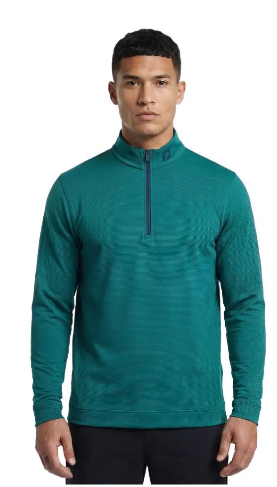 FootJoy Ottoman Stripe Chill-Out men's sweatshirt, navy/field green