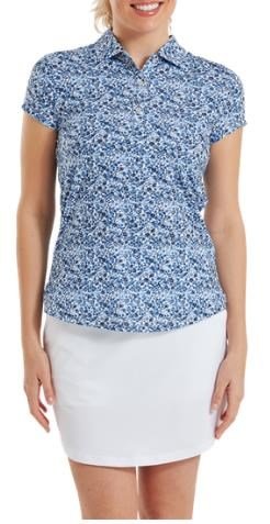FootJoy Cap Sleeve Lisle women's polo, navy floral print